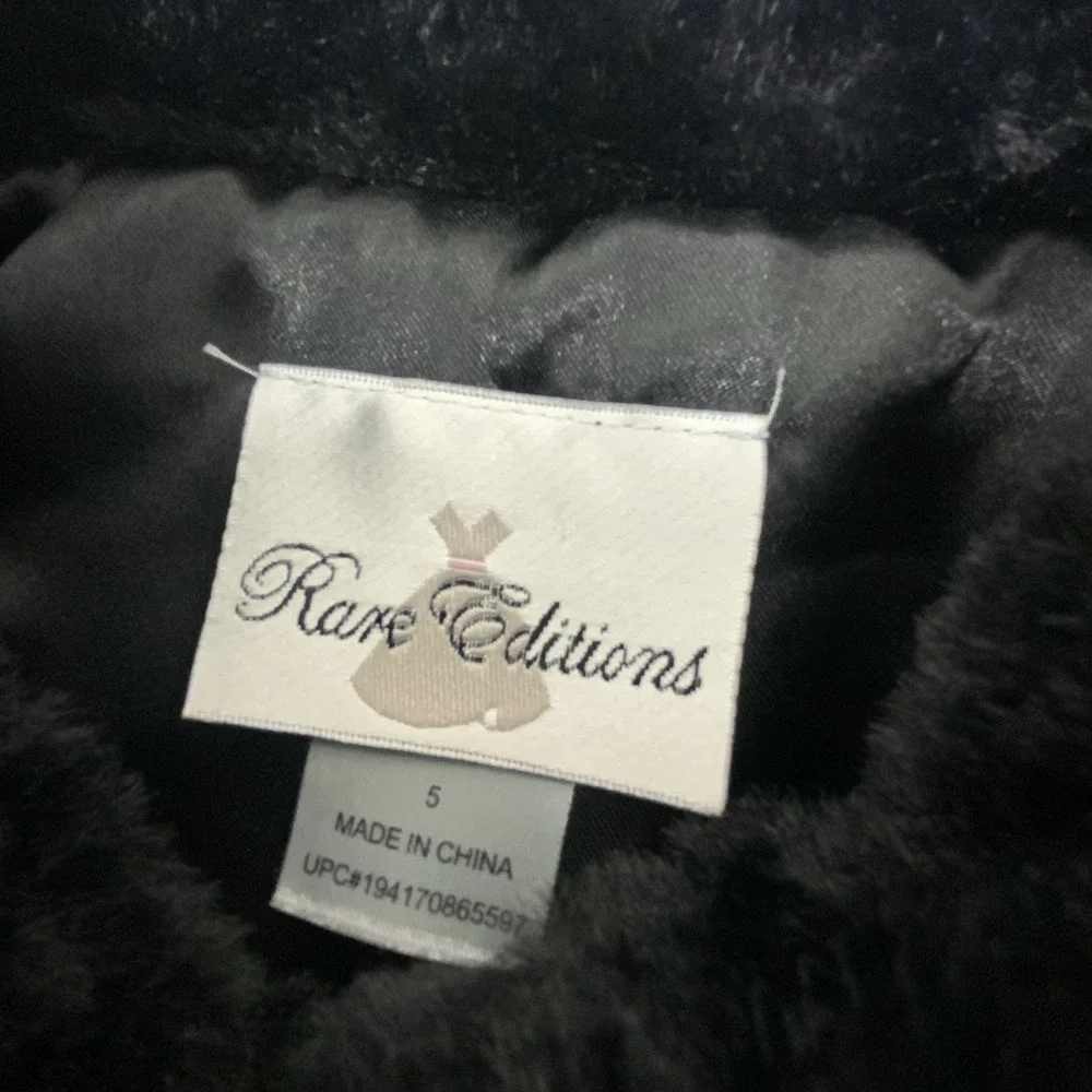 Rare Editions Collared Faux Fur Jacket Toddler Girls Size‎ 5 Black Long Sleeve